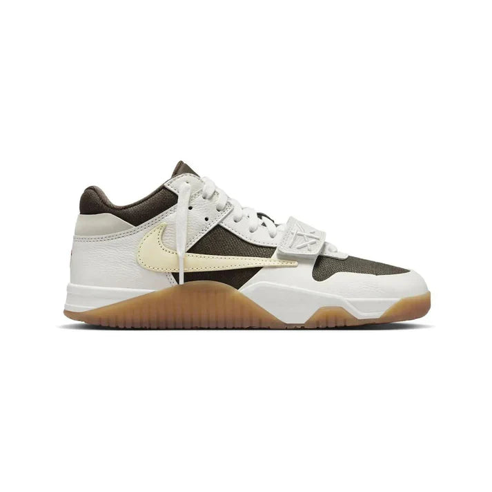 JumpFlex Strap Court – Sail & Olive Mixed-Material Sneaker