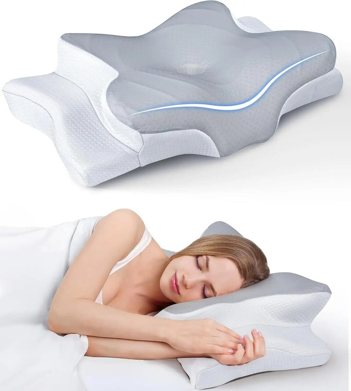 Ergonomic Memory Foam Pillow – Cooling Neck Support for Pain Relief Sleep