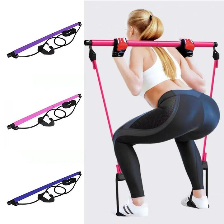 Pilates Bar Resistance Kit – Home Workout Full-Body Trainer with Tension Bands