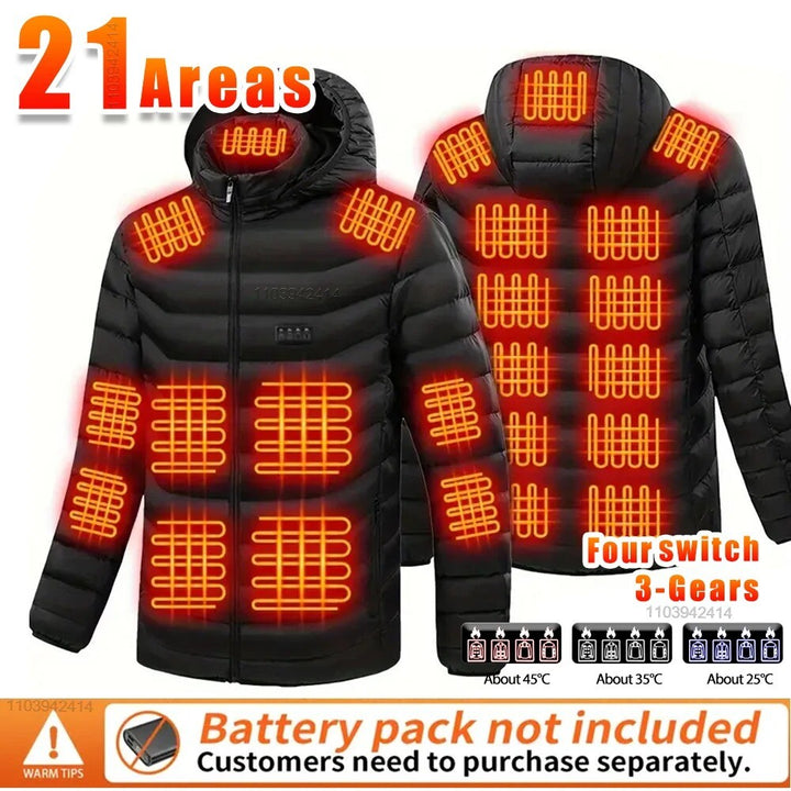 Heated Jacket – USB Winter Coat with Detachable Hood | Outdoor Ski & Camping Wear
