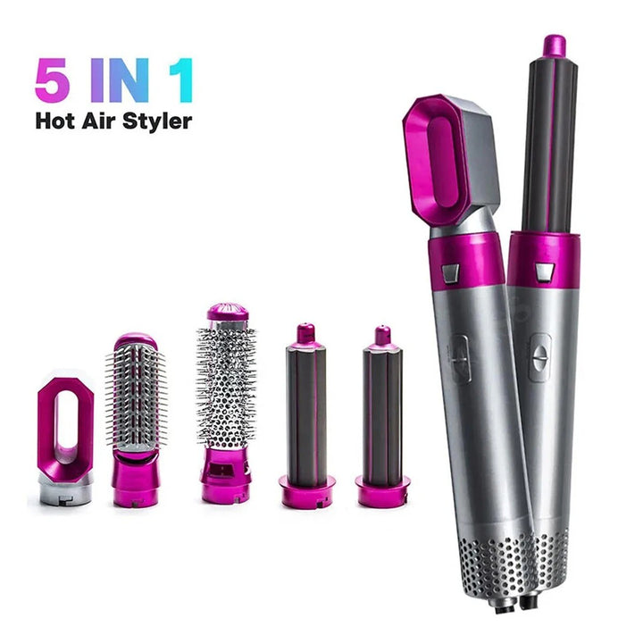 5-in-1 Hot Air Brush – Ionic Hair Dryer, Curler & Straightener Styler