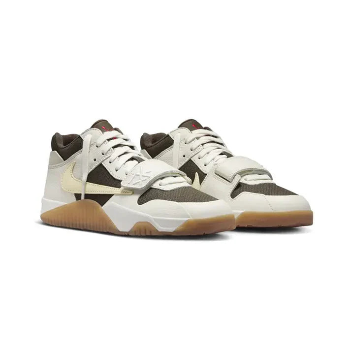 JumpFlex Strap Court – Sail & Olive Mixed-Material Sneaker