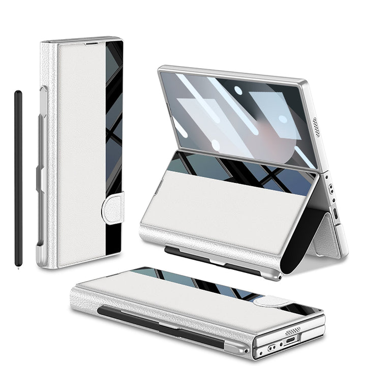 Premium Leather Shockproof Phone Case with Screen Protector & Pen Slot for Galaxy Z Fold 7