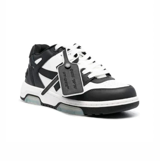 AeroVolt MonoCourt Retro Low – Black & White Leather Chunky Sole Sneaker