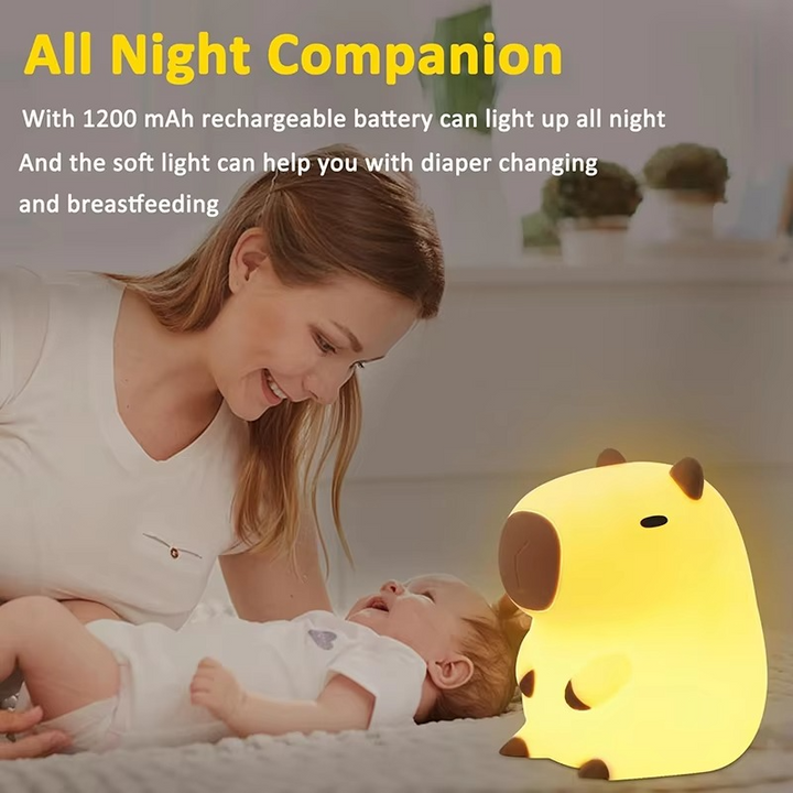 Capybara Night Light – Cute Silicone Touch Lamp for Kids Room | USB Rechargeable