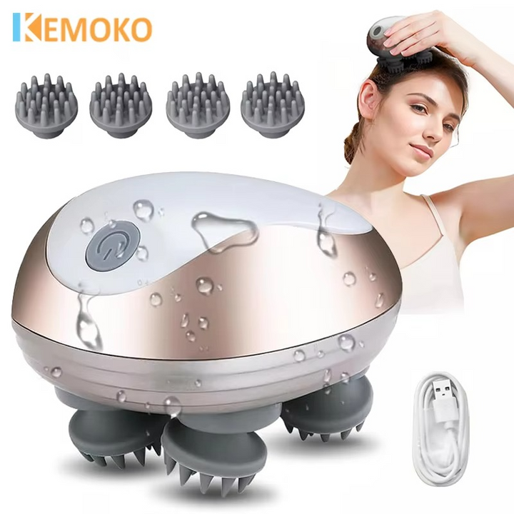 Electric Head & Scalp Massager – Waterproof Kneading Hair Spa | USB Rechargeable