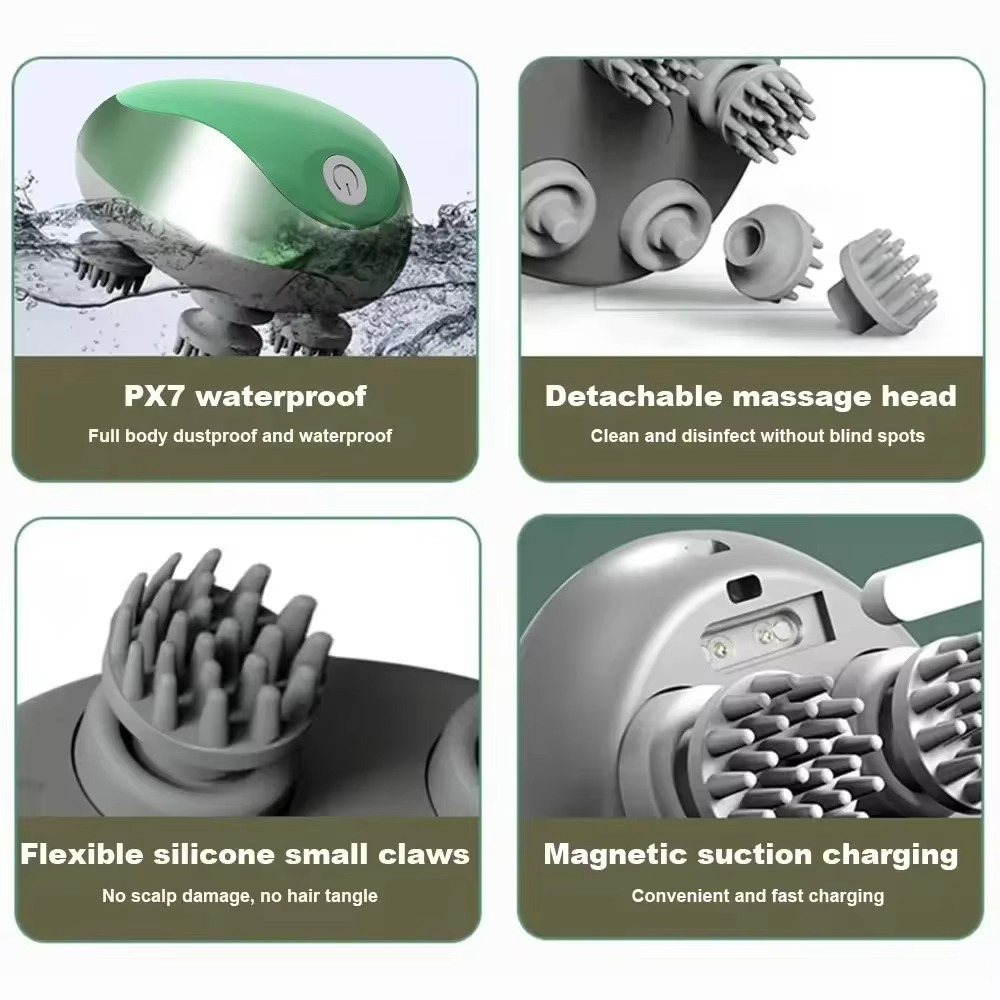 Electric Head & Scalp Massager – Waterproof Kneading Hair Spa | USB Rechargeable