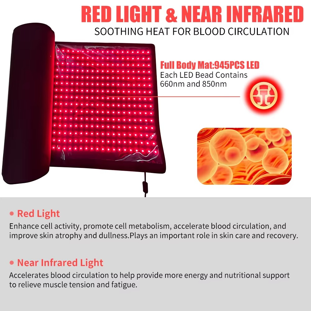 Full Body Red Light Therapy Mat – LED Relaxation & Recovery Pad | 63" 945 LEDs
