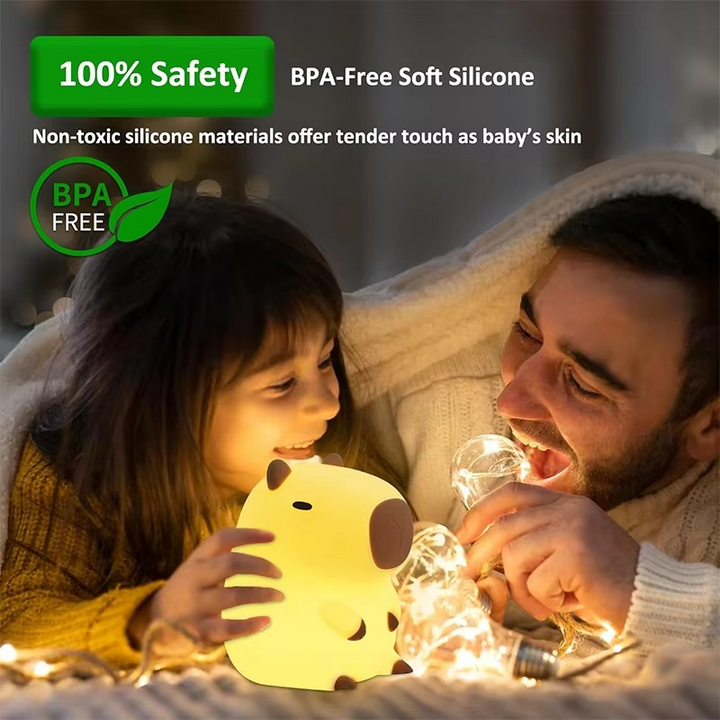 Capybara Night Light – Cute Silicone Touch Lamp for Kids Room | USB Rechargeable
