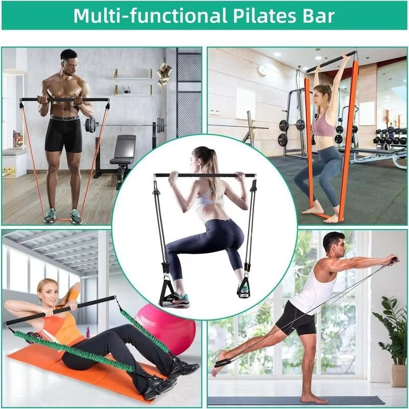 Pilates Bar Resistance Kit – Home Workout Full-Body Trainer with Tension Bands