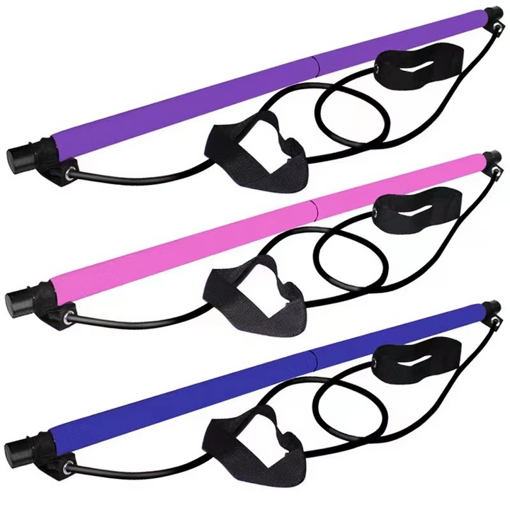 Pilates Bar Resistance Kit – Home Workout Full-Body Trainer with Tension Bands