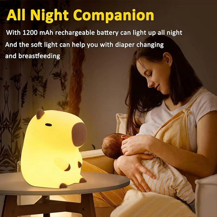 Capybara Night Light – Cute Silicone Touch Lamp for Kids Room | USB Rechargeable
