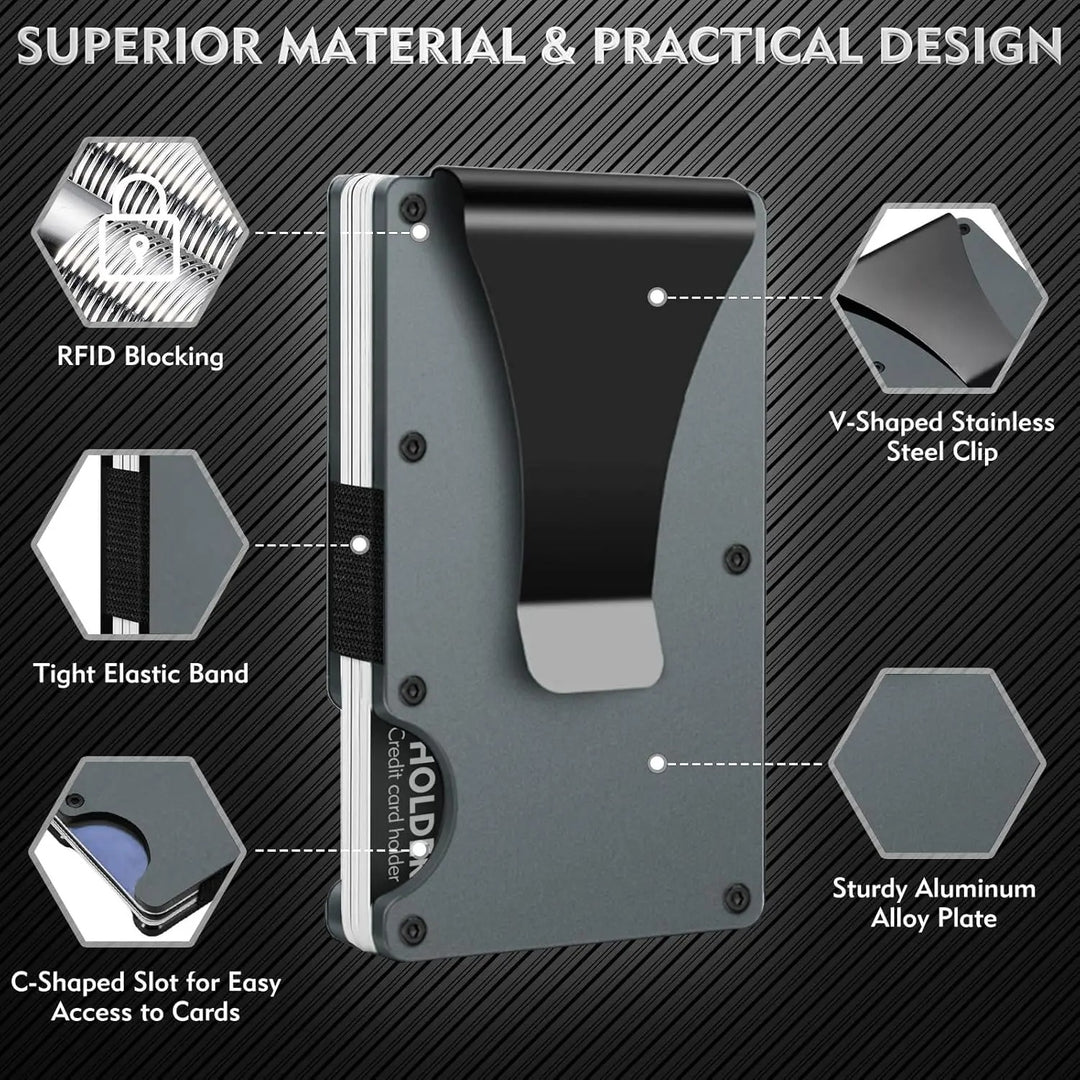 Slim Carbon Fiber Wallet – RFID Blocking Metal Card Holder for Men | Minimalist