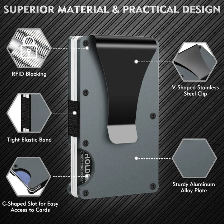 Slim Carbon Fiber Wallet – RFID Blocking Metal Card Holder for Men | Minimalist