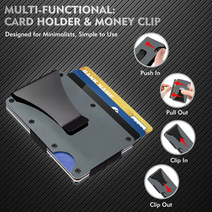 Slim Carbon Fiber Wallet – RFID Blocking Metal Card Holder for Men | Minimalist