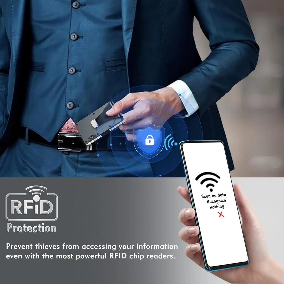 Slim Carbon Fiber Wallet – RFID Blocking Metal Card Holder for Men | Minimalist
