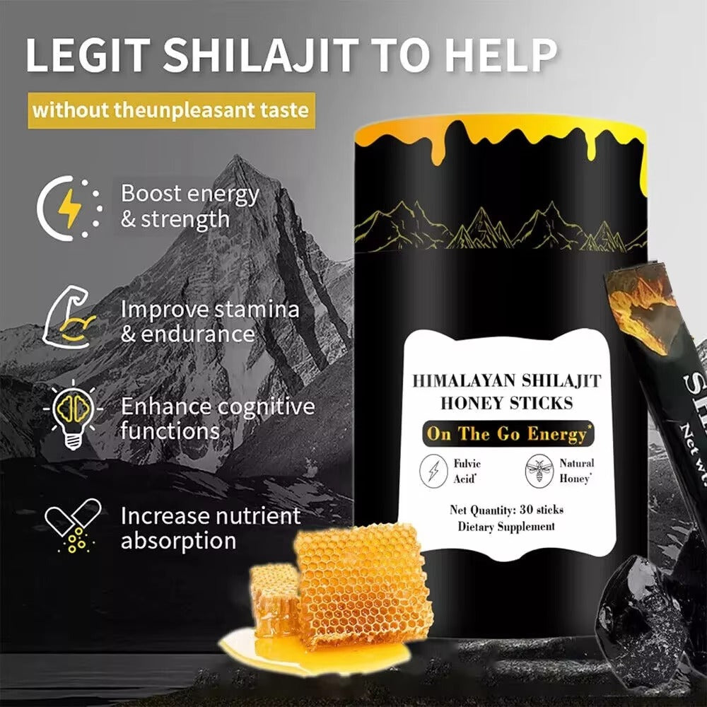 Himalayan Shilajit Honey Sticks – Natural Energy Booster for Daily Vitality | 30 Pack