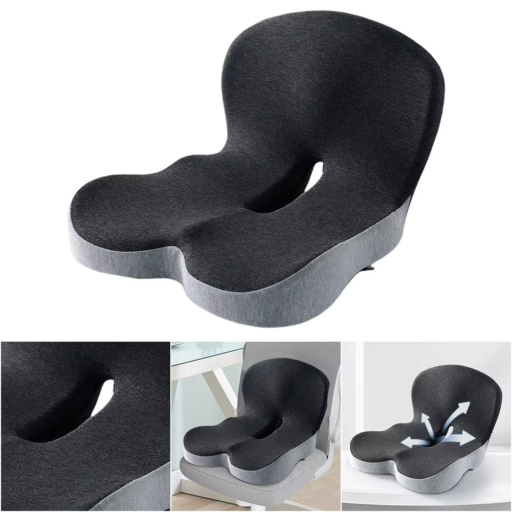 Memory Foam Seat Cushion with Back Support | Ergonomic L-Shaped Chair Comfort