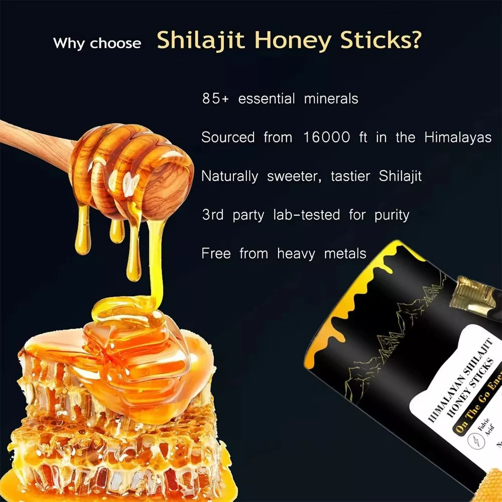 Himalayan Shilajit Honey Sticks – Natural Energy Booster for Daily Vitality | 30 Pack