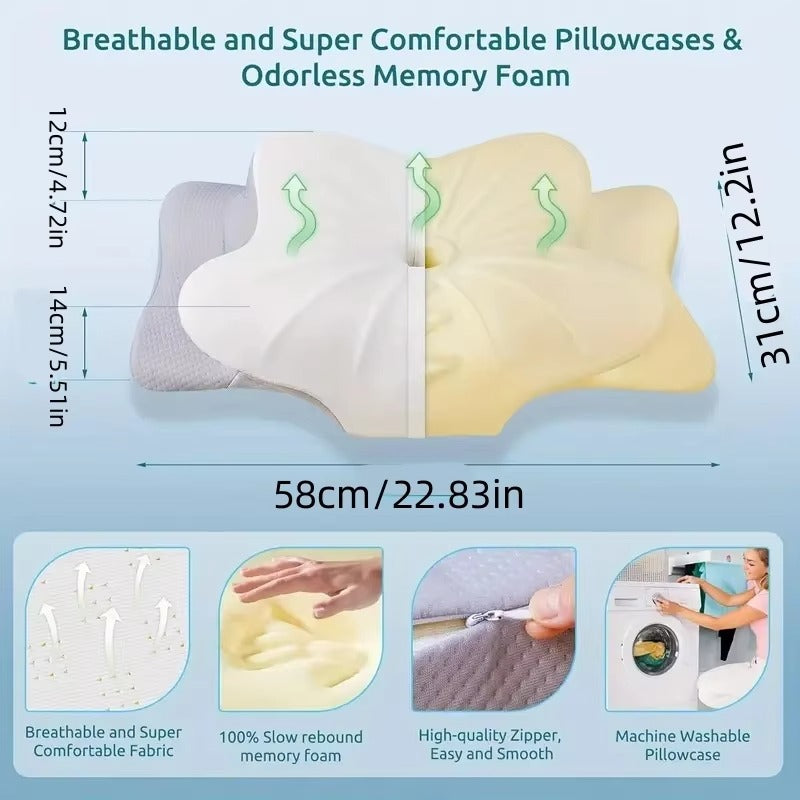 Ergonomic Memory Foam Pillow – Cooling Neck Support for Pain Relief Sleep