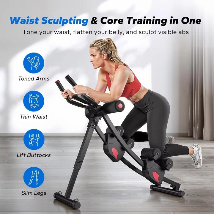 Dual Track Adjustable Ab Trainer – Foldable Core & Waist Shaper with LCD Monitor