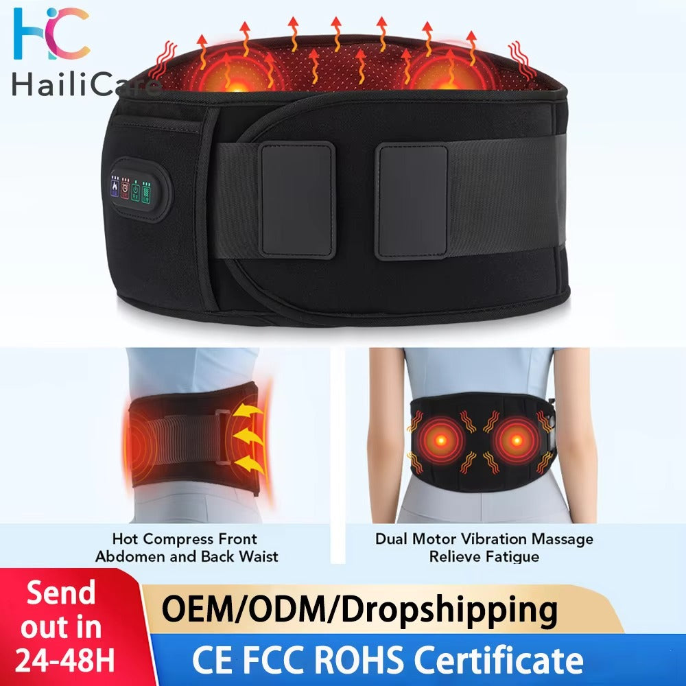 Heating Vibration Massage Belt – Red Light Therapy Lumbar Support | Adjustable