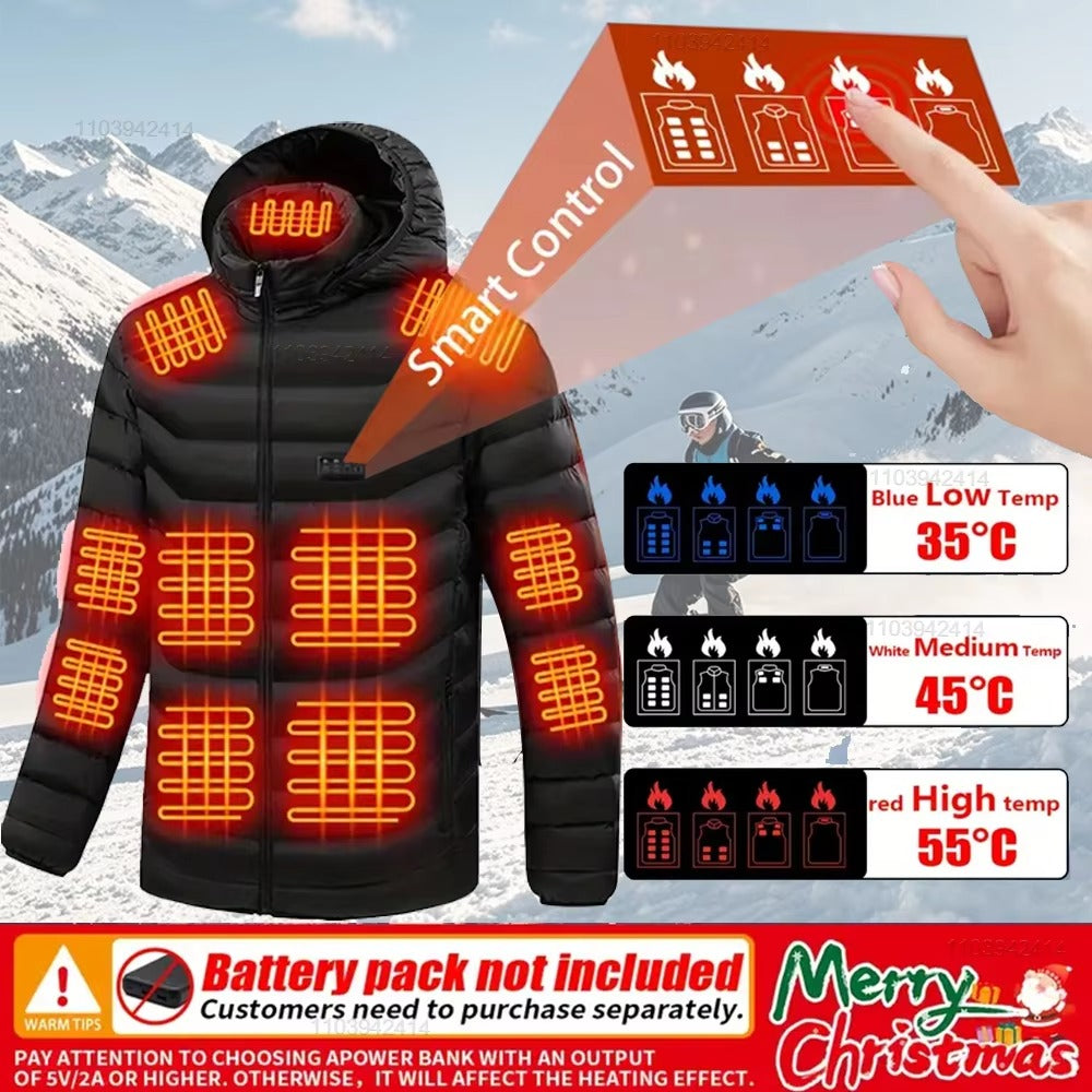 Heated Jacket – USB Winter Coat with Detachable Hood | Outdoor Ski & Camping Wear