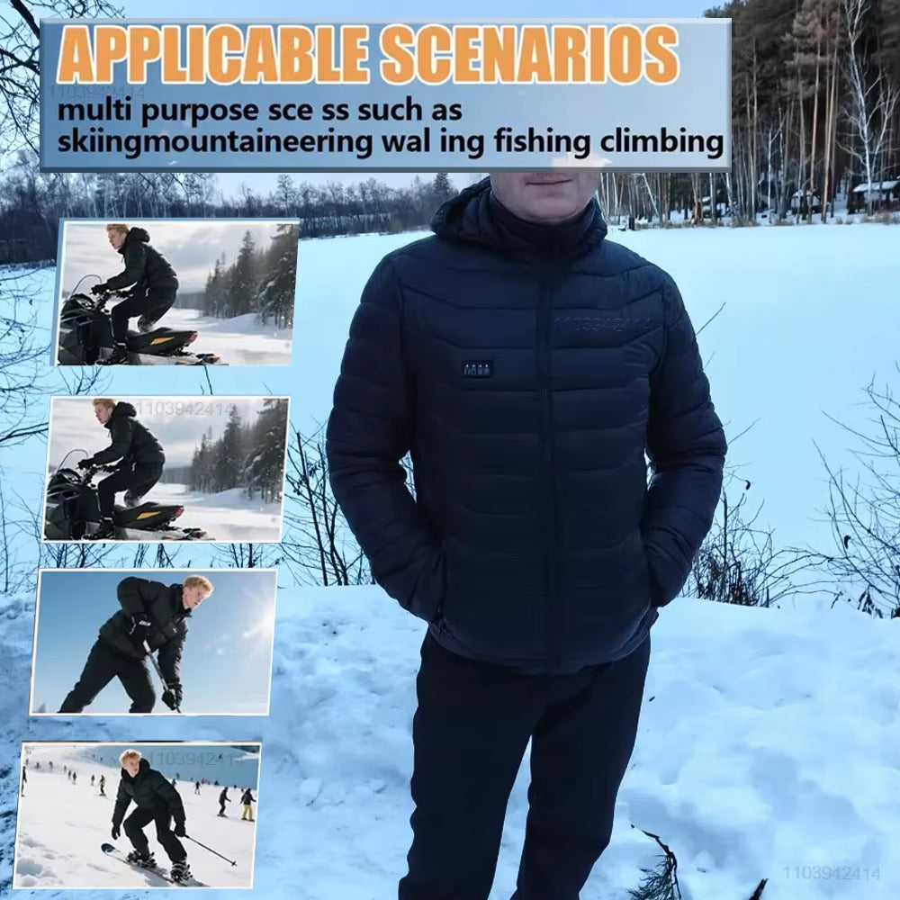 Heated Jacket – USB Winter Coat with Detachable Hood | Outdoor Ski & Camping Wear