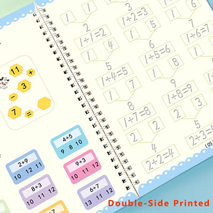 Magic Reusable Copybook Set – 4 Practice Books with Pen for Kids Learning