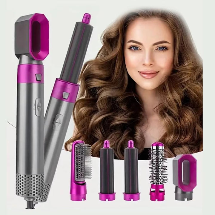 5-in-1 Hot Air Brush – Ionic Hair Dryer, Curler & Straightener Styler