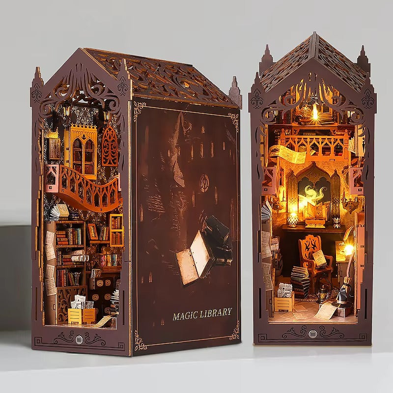 DIY Book Nook Kit – Wooden Magic House Miniature with LED Lights