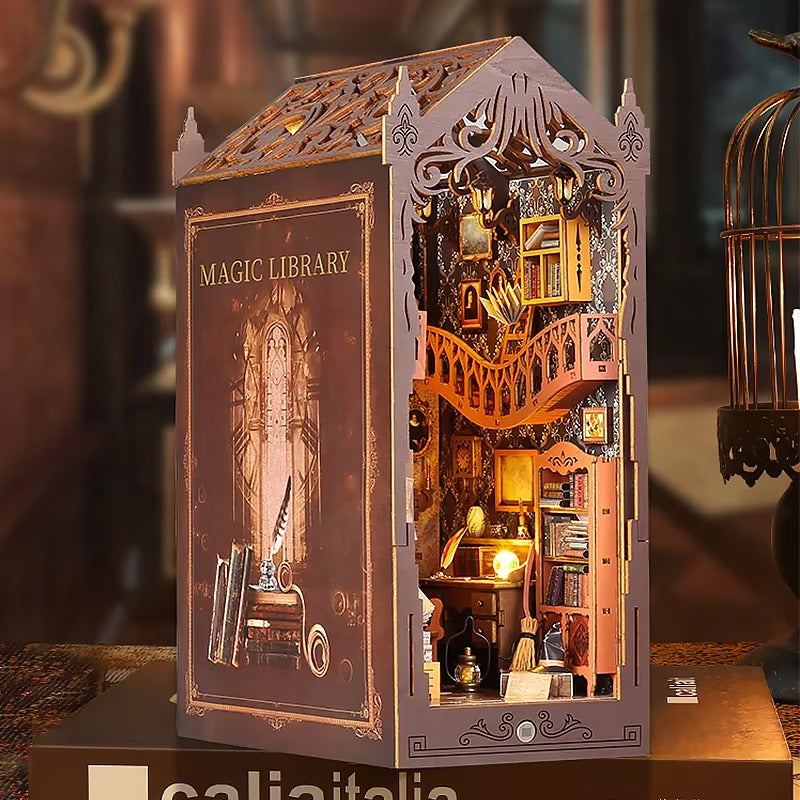 DIY Book Nook Kit – Wooden Magic House Miniature with LED Lights