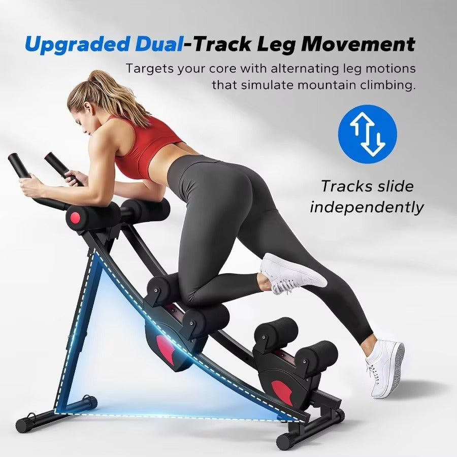 Dual Track Adjustable Ab Trainer – Foldable Core & Waist Shaper with LCD Monitor