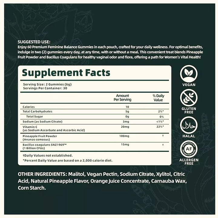 Feminine Balance Gummies – Hormone Support & Mood Boost | Pineapple Flavor