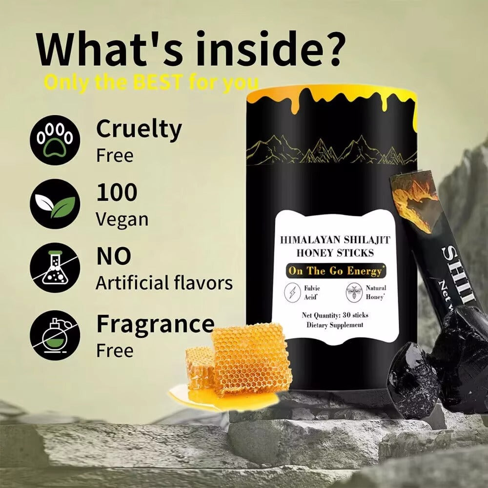 Himalayan Shilajit Honey Sticks – Natural Energy Booster for Daily Vitality | 30 Pack