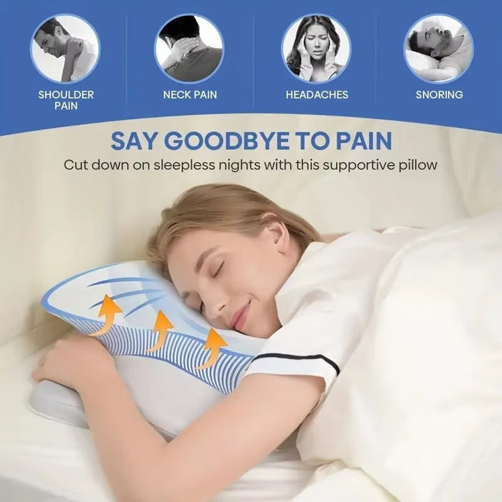 Ergonomic Memory Foam Pillow – Cooling Neck Support for Pain Relief Sleep