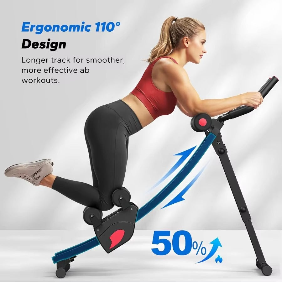 Dual Track Adjustable Ab Trainer – Foldable Core & Waist Shaper with LCD Monitor