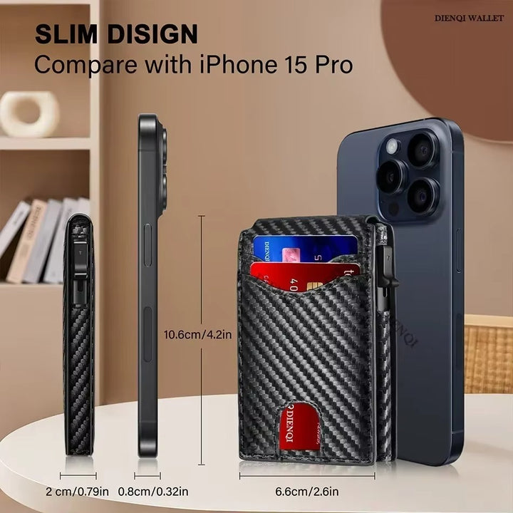 Minimalist Men’s Slim Wallet – RFID Blocking Aluminum Bifold with Money Clip