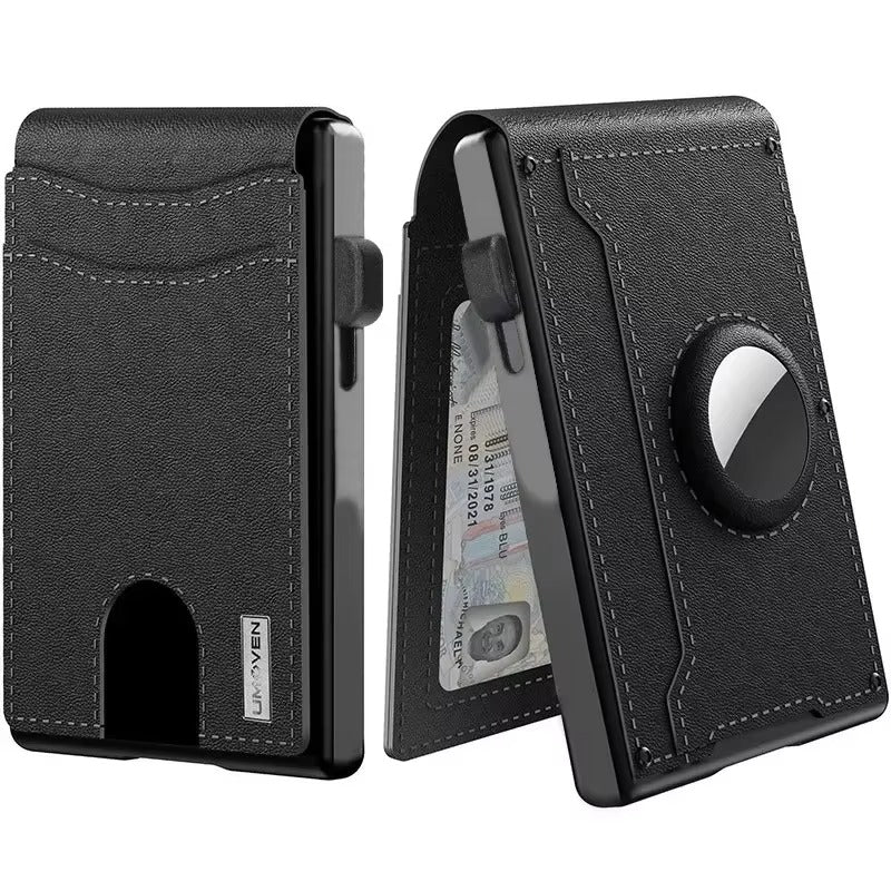 Men’s Slim RFID Wallet – AirTag Bifold with Pop-Up Card Access | Leather Design