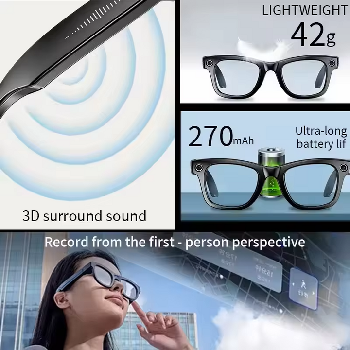 Smart AI Camera Glasses – 8MP Hands-Free Photo & Translation Wearable