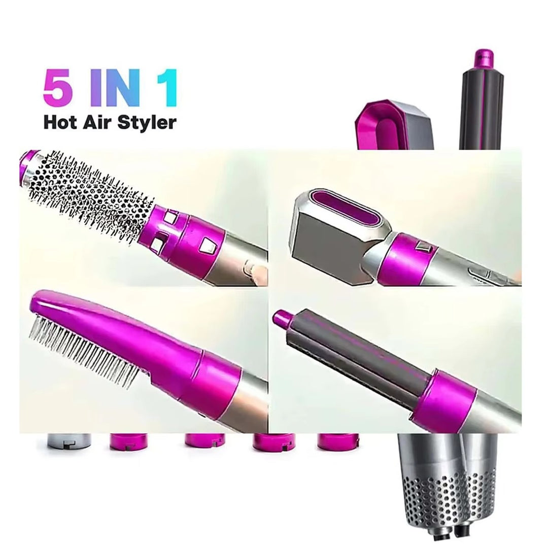 5-in-1 Hot Air Brush – Ionic Hair Dryer, Curler & Straightener Styler