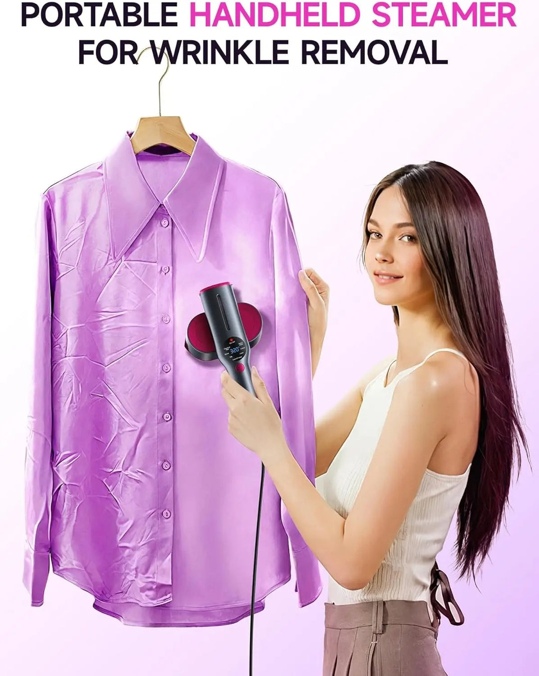 SteamEase™ – Portable Garment Steamer with LCD Display (7 Modes)