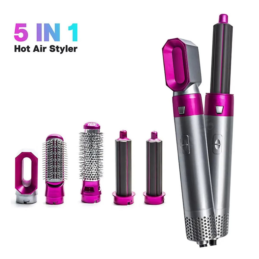 5-in-1 Hot Air Brush – Ionic Hair Dryer, Curler & Straightener Styler