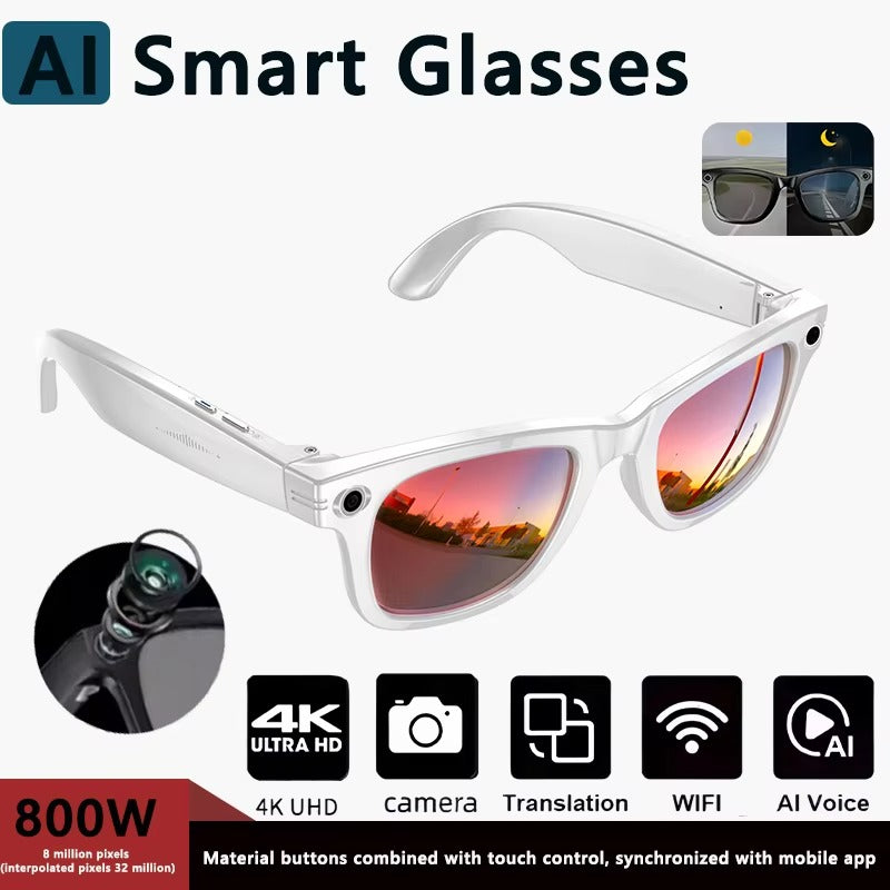 Smart AI Camera Glasses – 8MP Hands-Free Photo & Translation Wearable