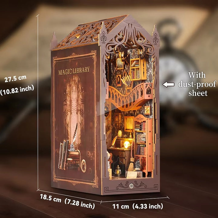 DIY Book Nook Kit – Wooden Magic House Miniature with LED Lights