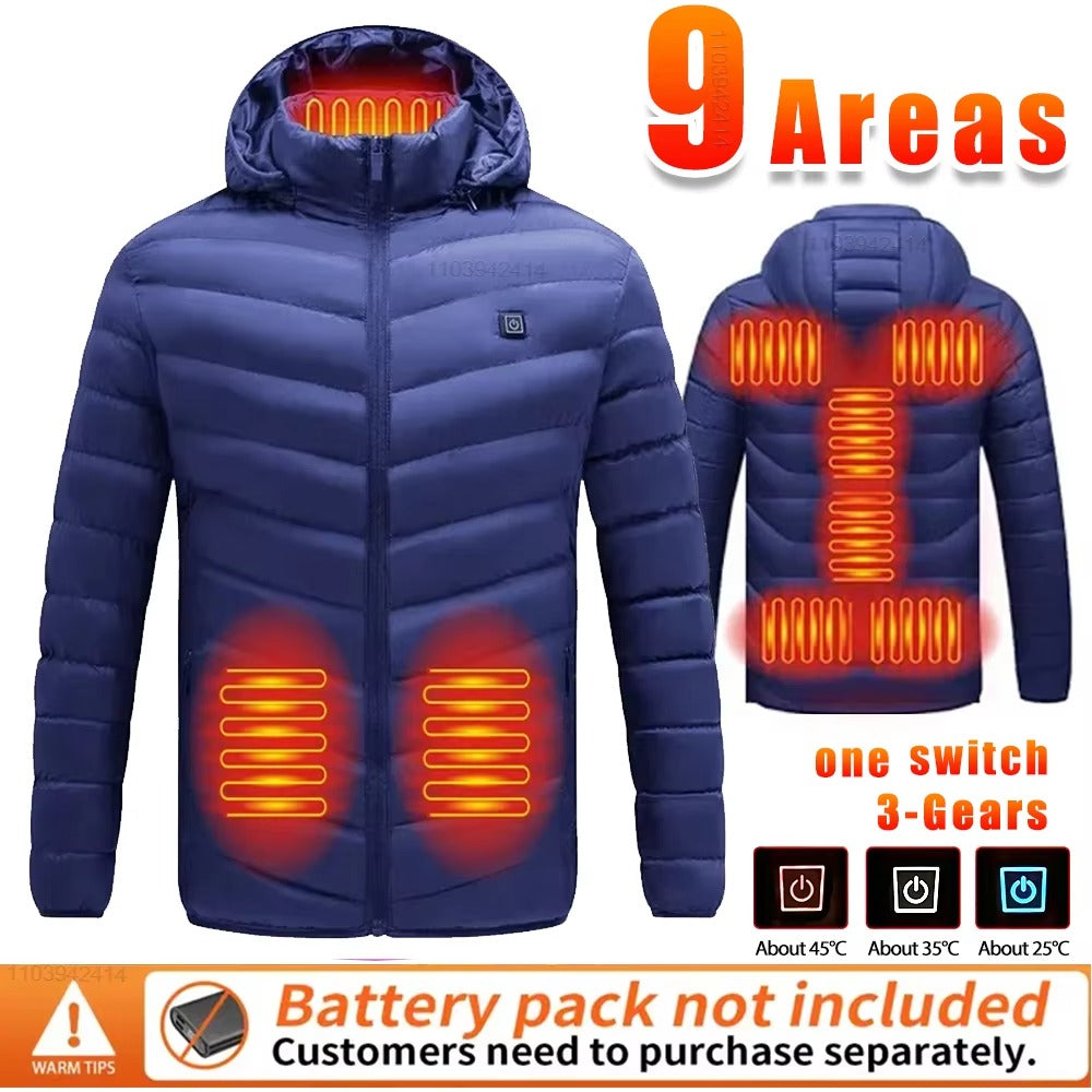 Heated Jacket – USB Winter Coat with Detachable Hood | Outdoor Ski & Camping Wear