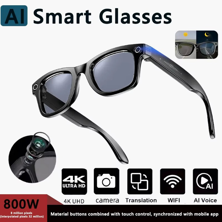 Smart AI Camera Glasses – 8MP Hands-Free Photo & Translation Wearable