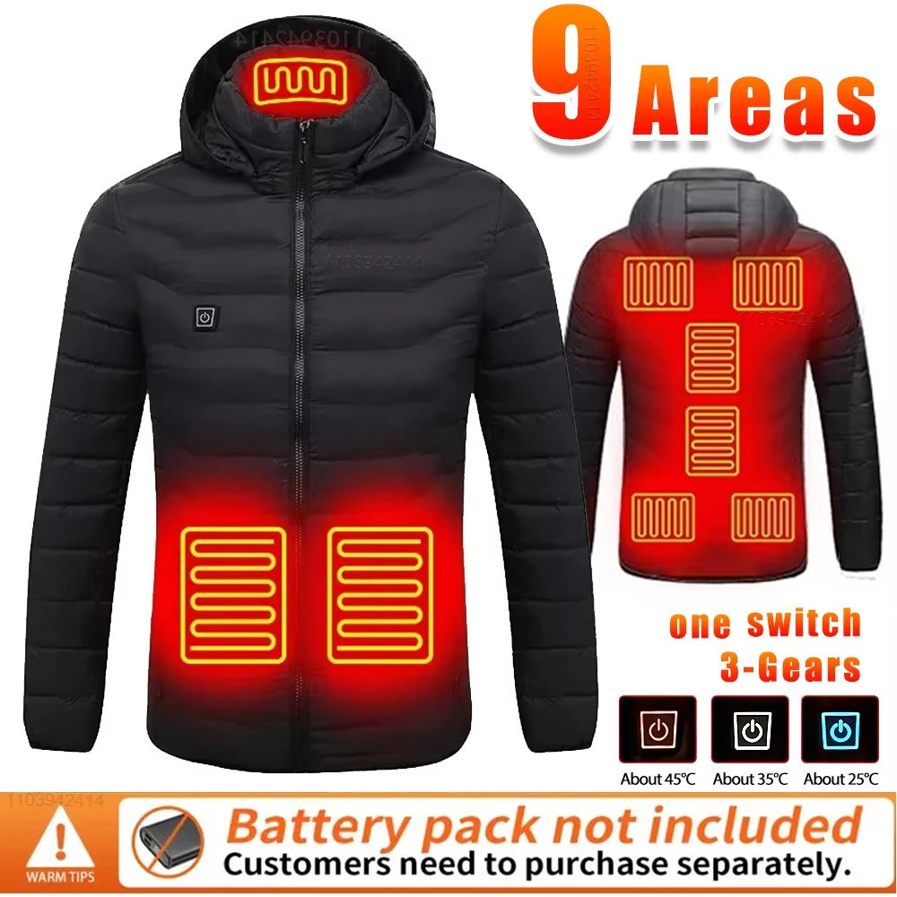 Heated Jacket – USB Winter Coat with Detachable Hood | Outdoor Ski & Camping Wear