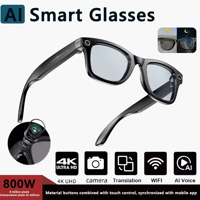 Smart AI Camera Glasses – 8MP Hands-Free Photo & Translation Wearable