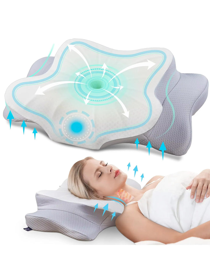 Ergonomic Memory Foam Pillow – Cooling Neck Support for Pain Relief Sleep